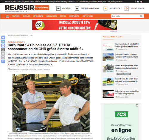 article agricole carburant GNR green safe additif